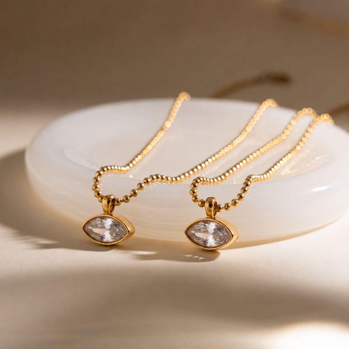 18K Gold Plated Crystal Necklace,Katrina