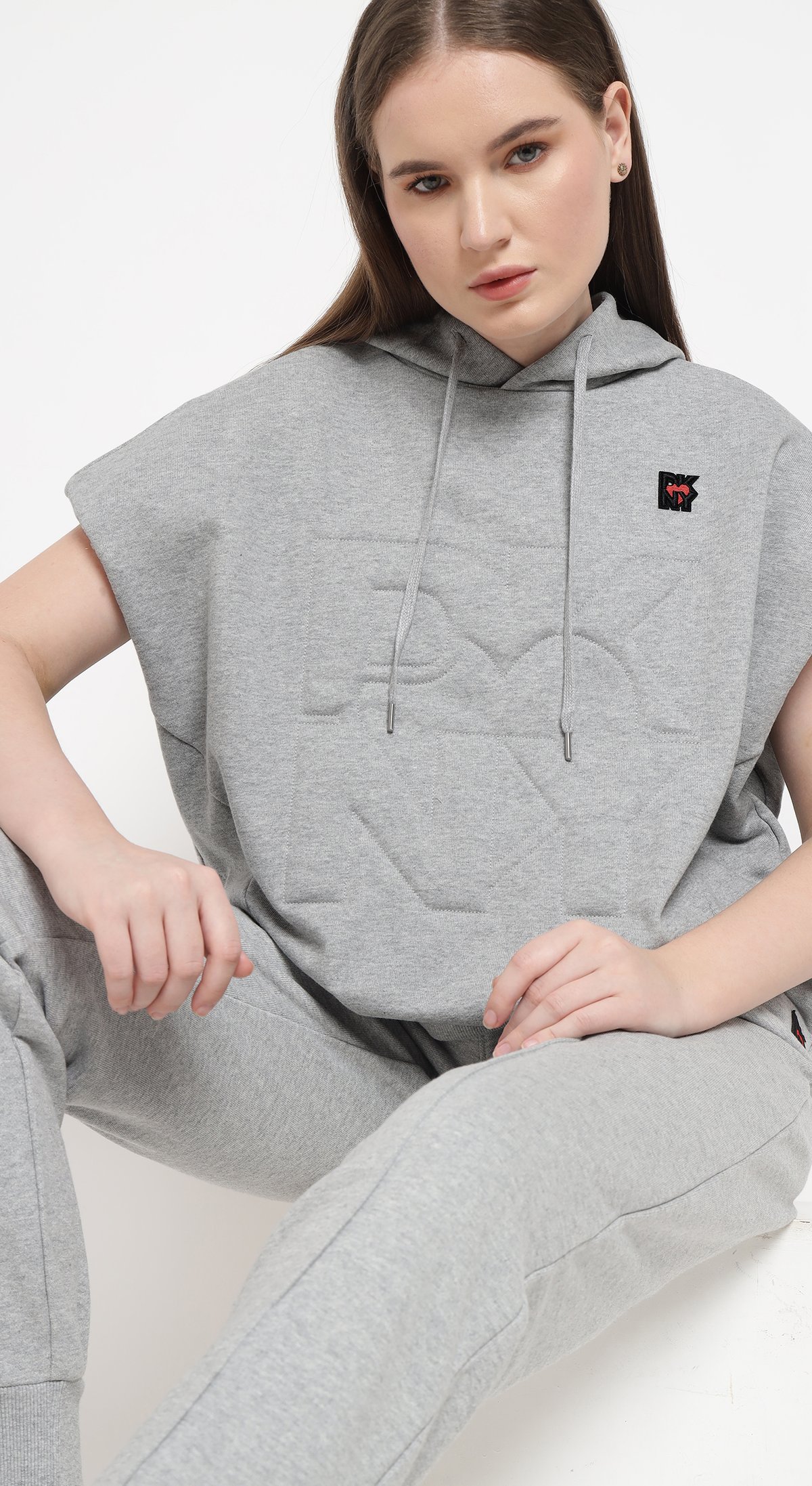 Light Grey Sleeveless Hooded Sweatshirt