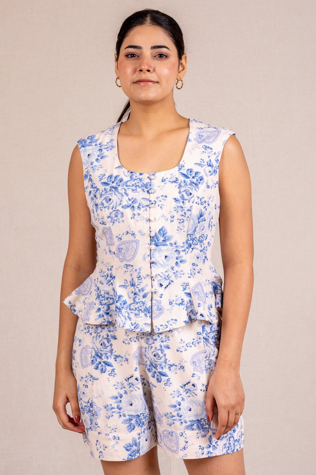 Blue Floral Short Set