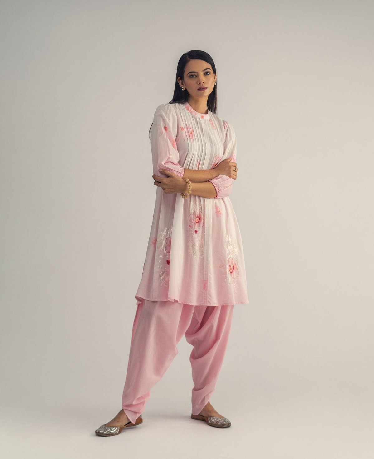 Floral Pintucks Kurta