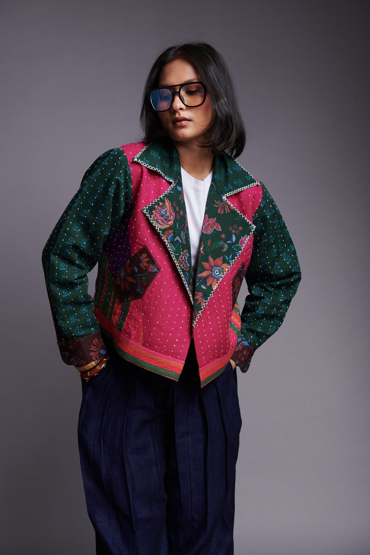 Rani Kantha Patchwork Cropped Bolero Jacket