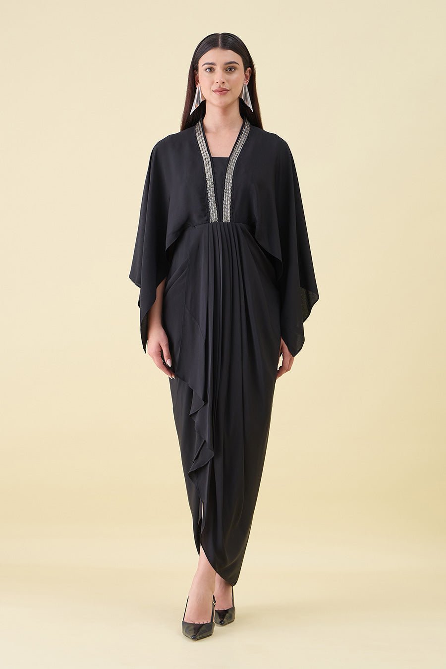 Noir Metallic Drape Dress (Draped Dress)
