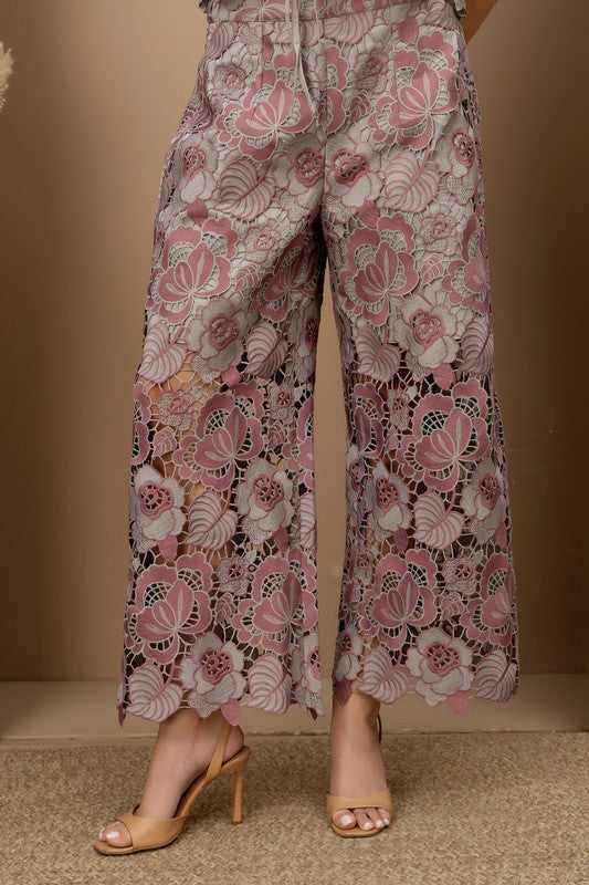 Thea Gray/Pink Lace Pants