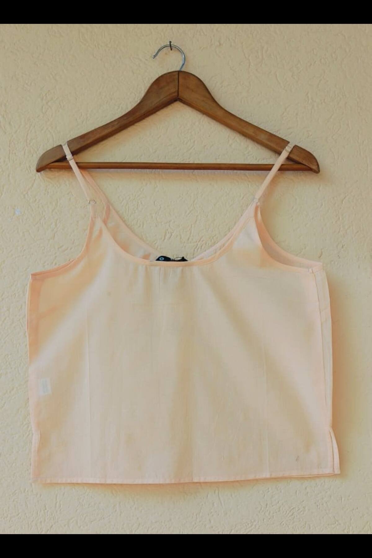 Peach Linen Spaghetti Strap Cami Top