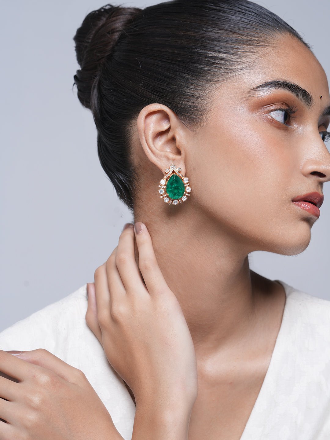 Green Doublet Moissanite Tops Earrings
