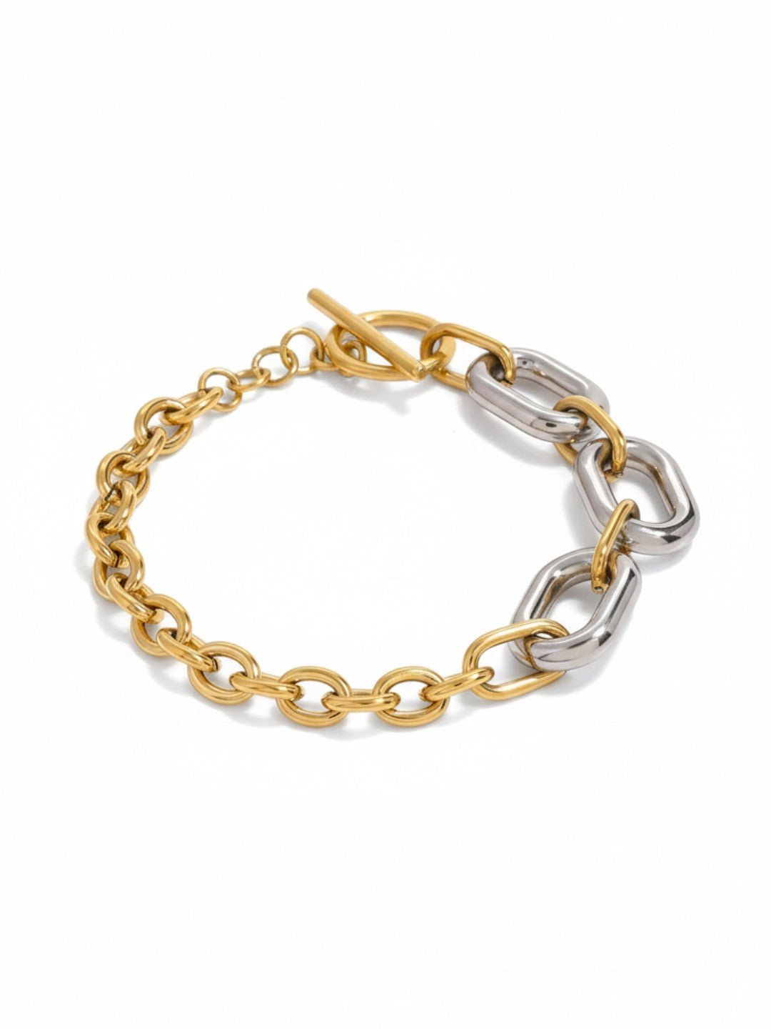 Gold and Silver Color Block Oval Hollow Circle