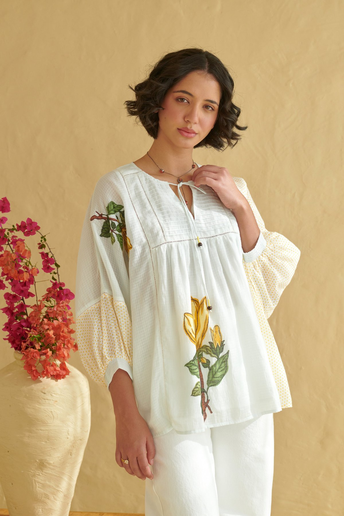 Aurelia Ivory Drop Shoulder Top