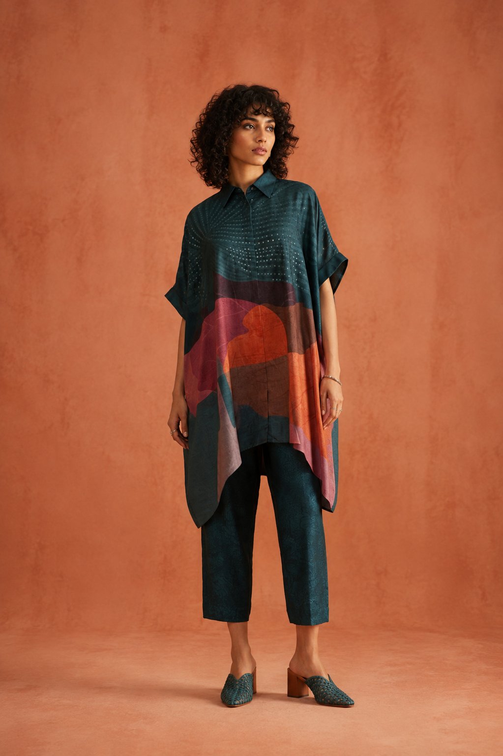Multicolor Silk Kurta and Pant