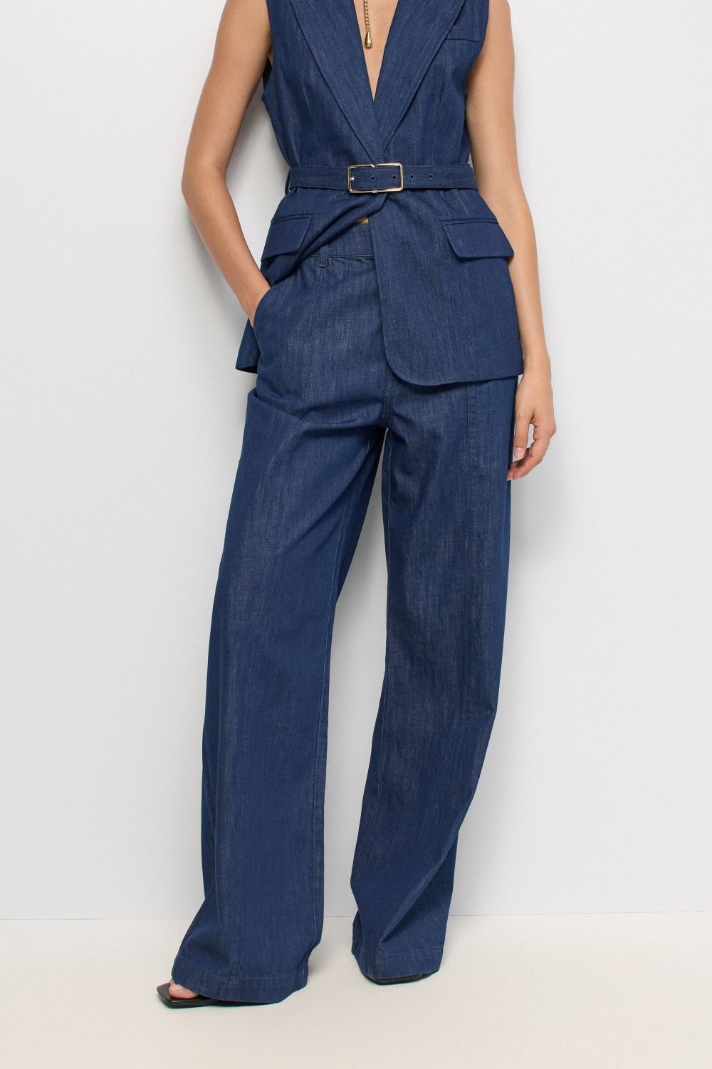 Wide-Leg Lightdenim Chinos