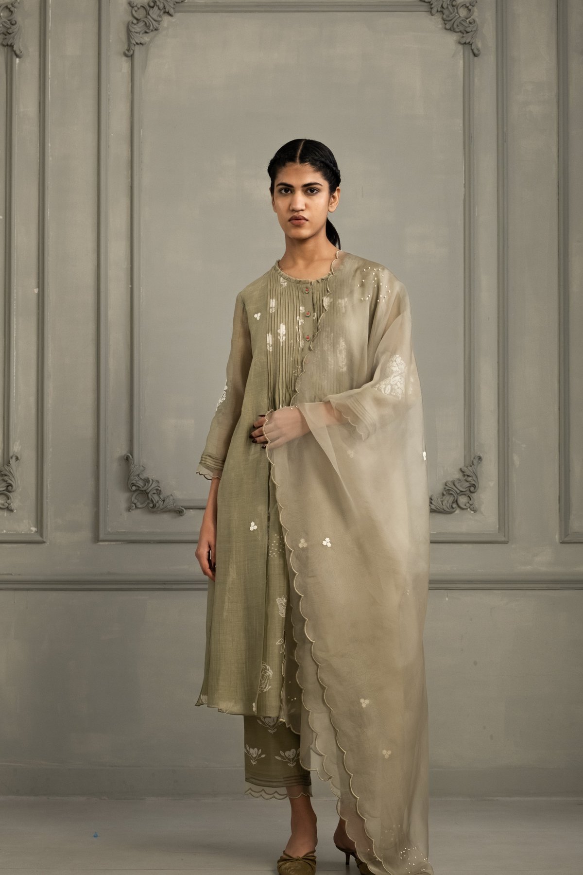 Tunic Set Mul Chanderi With Pants And Dupatta