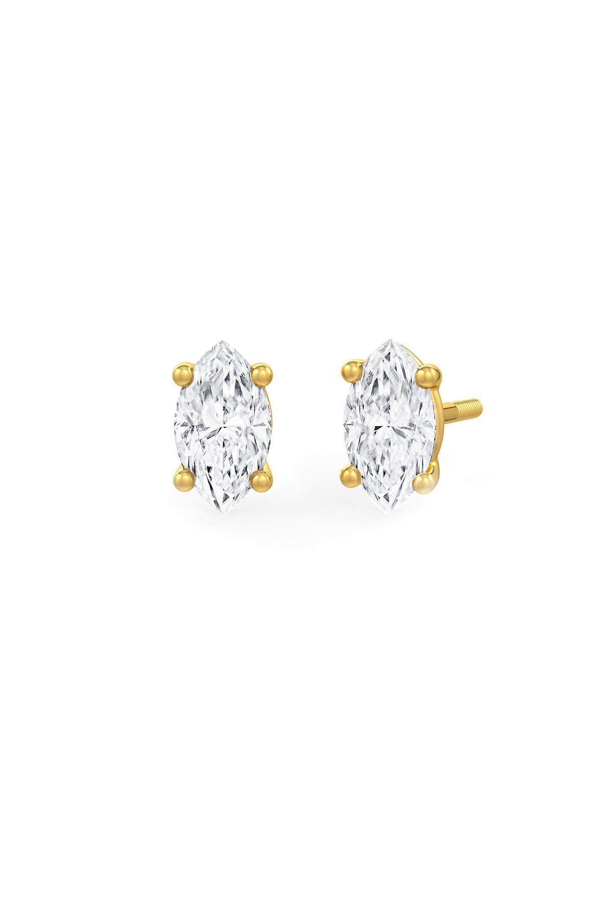 Marquise Shaped Solitaire Stud Earring Blue