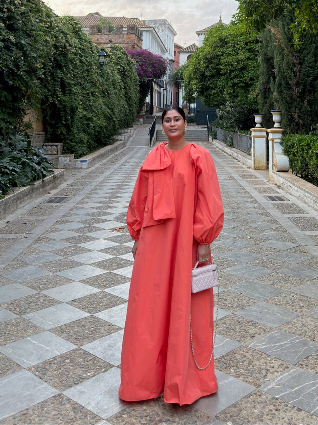 Orange Statement Shoulder Maxi Dress