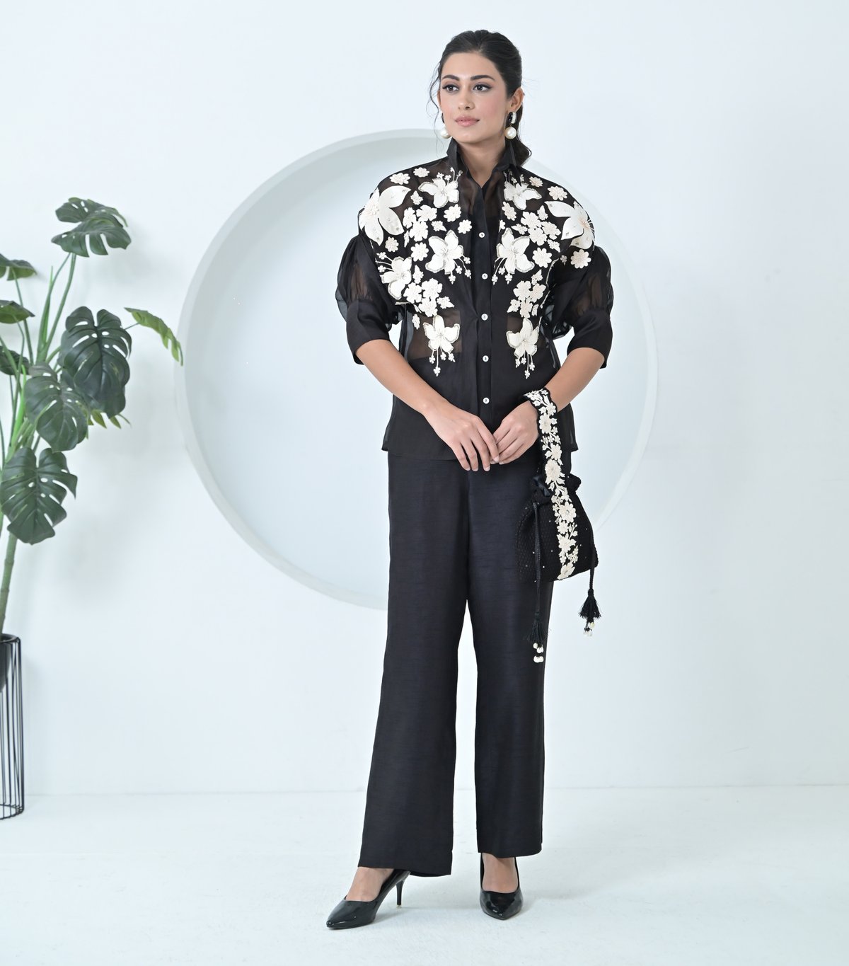 Ivory Garden Organza Shirt Coord Set