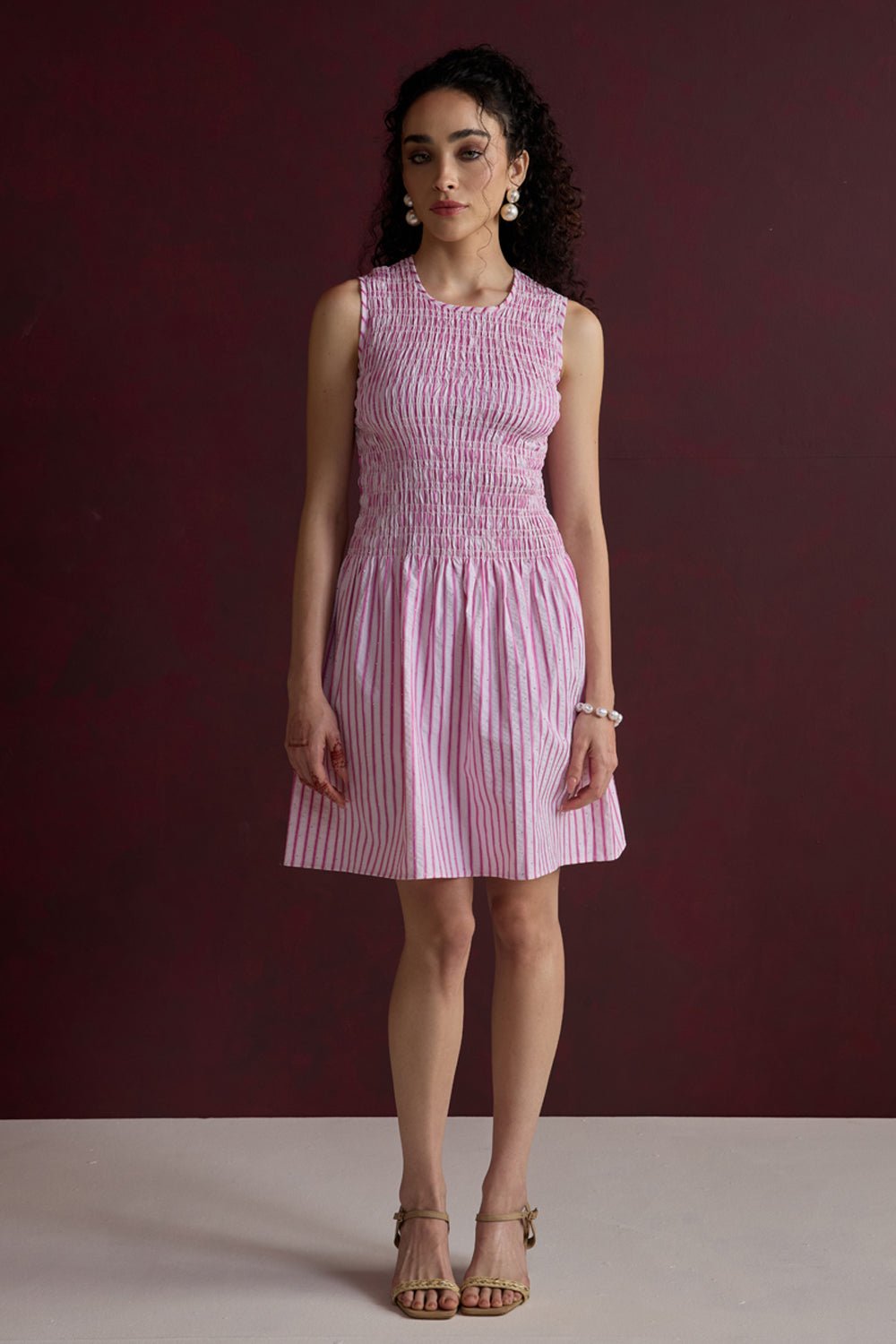 Rose Stripe Mini Dress