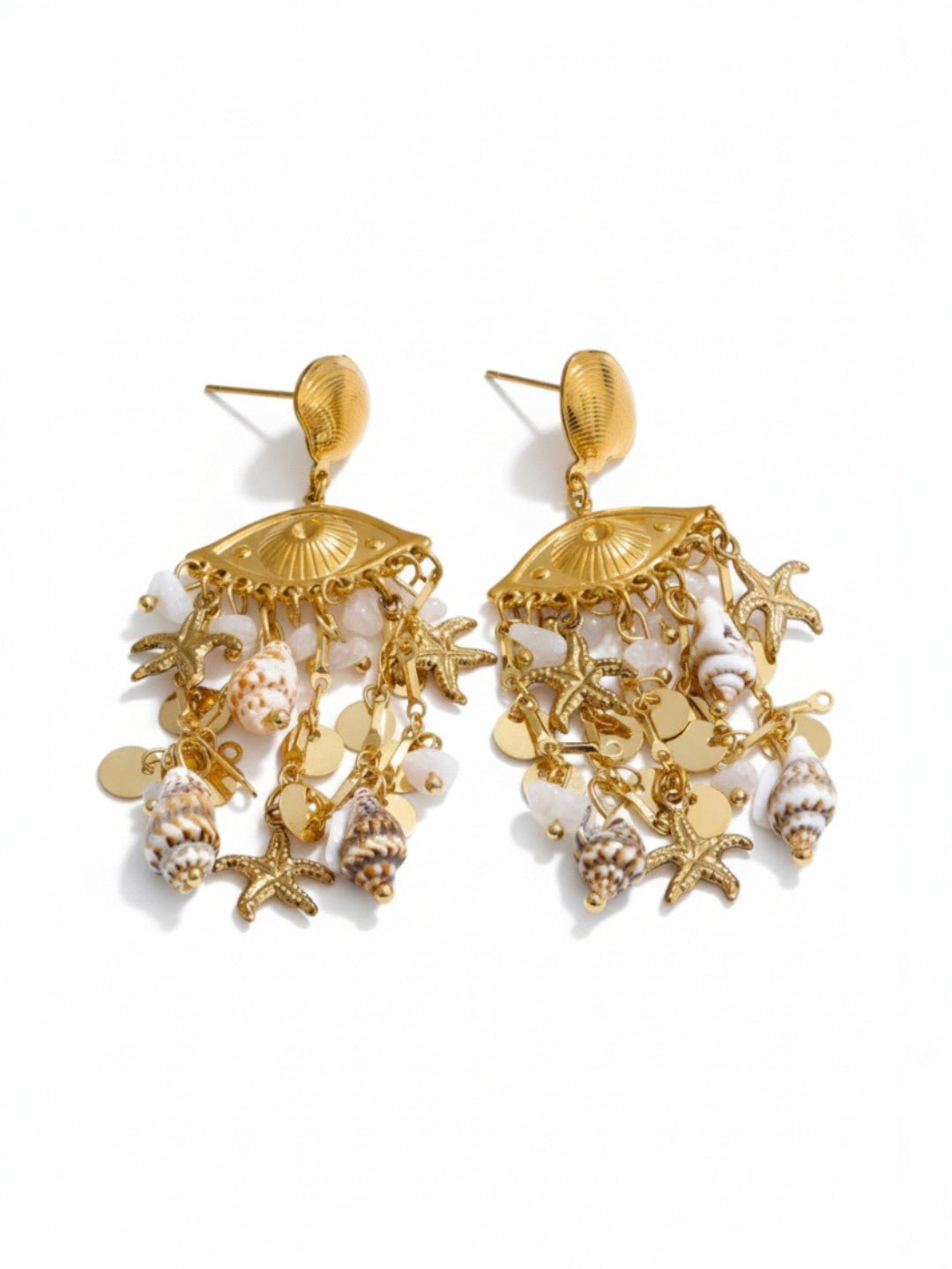 Ocean Style Shell Conch Starfish Dangle Earrings