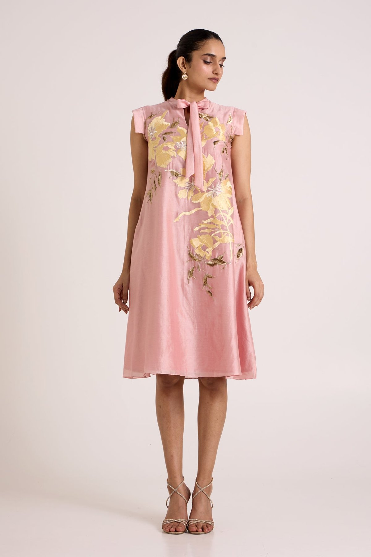 Ice Pink Helga - Tab Sleeve Day Dress
