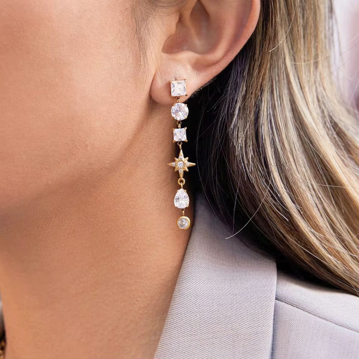 18K Gold Plated Radiant Starburst Earrings, Maya