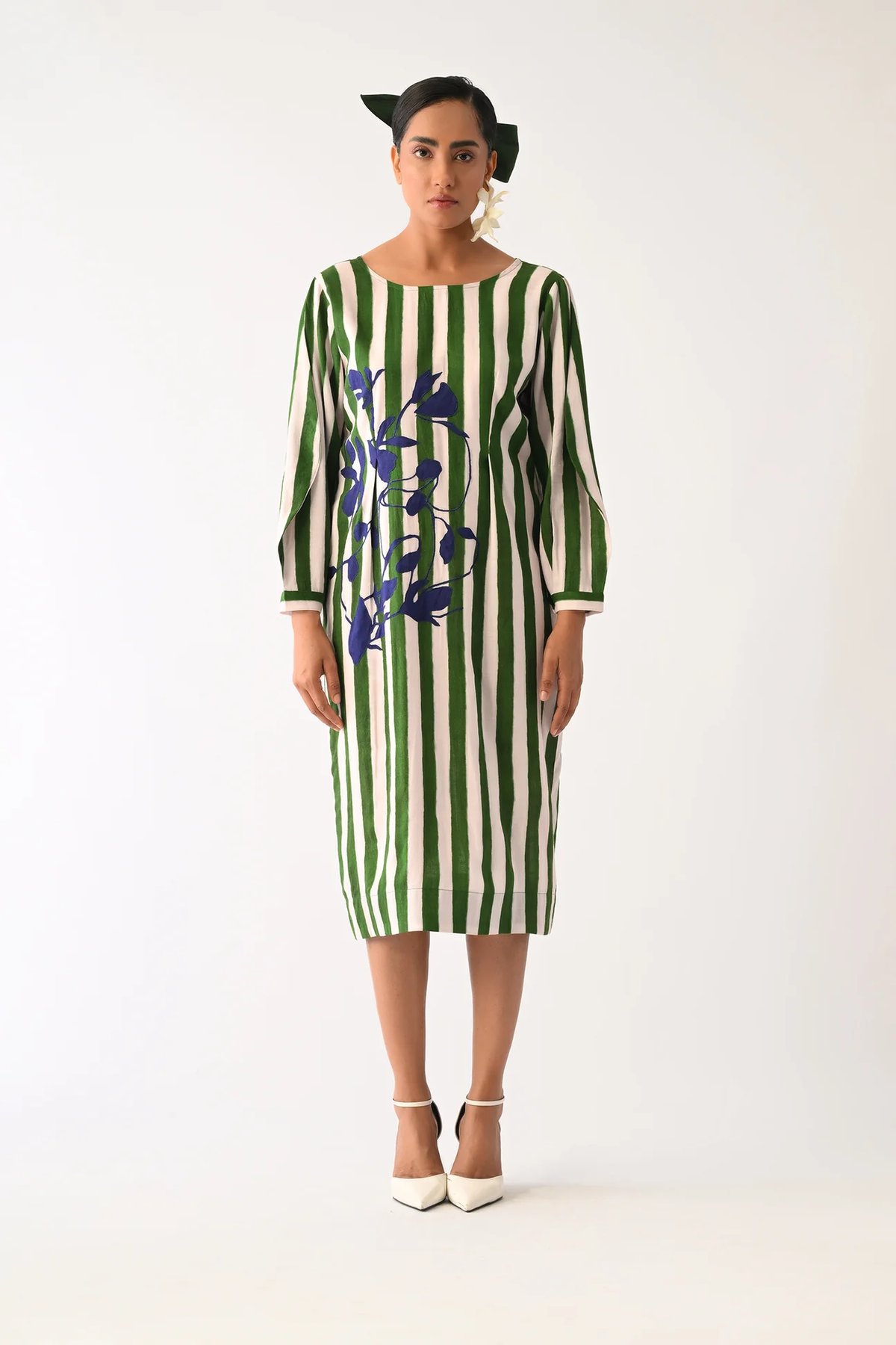 Revolt G Midi Gathered Applique Dress