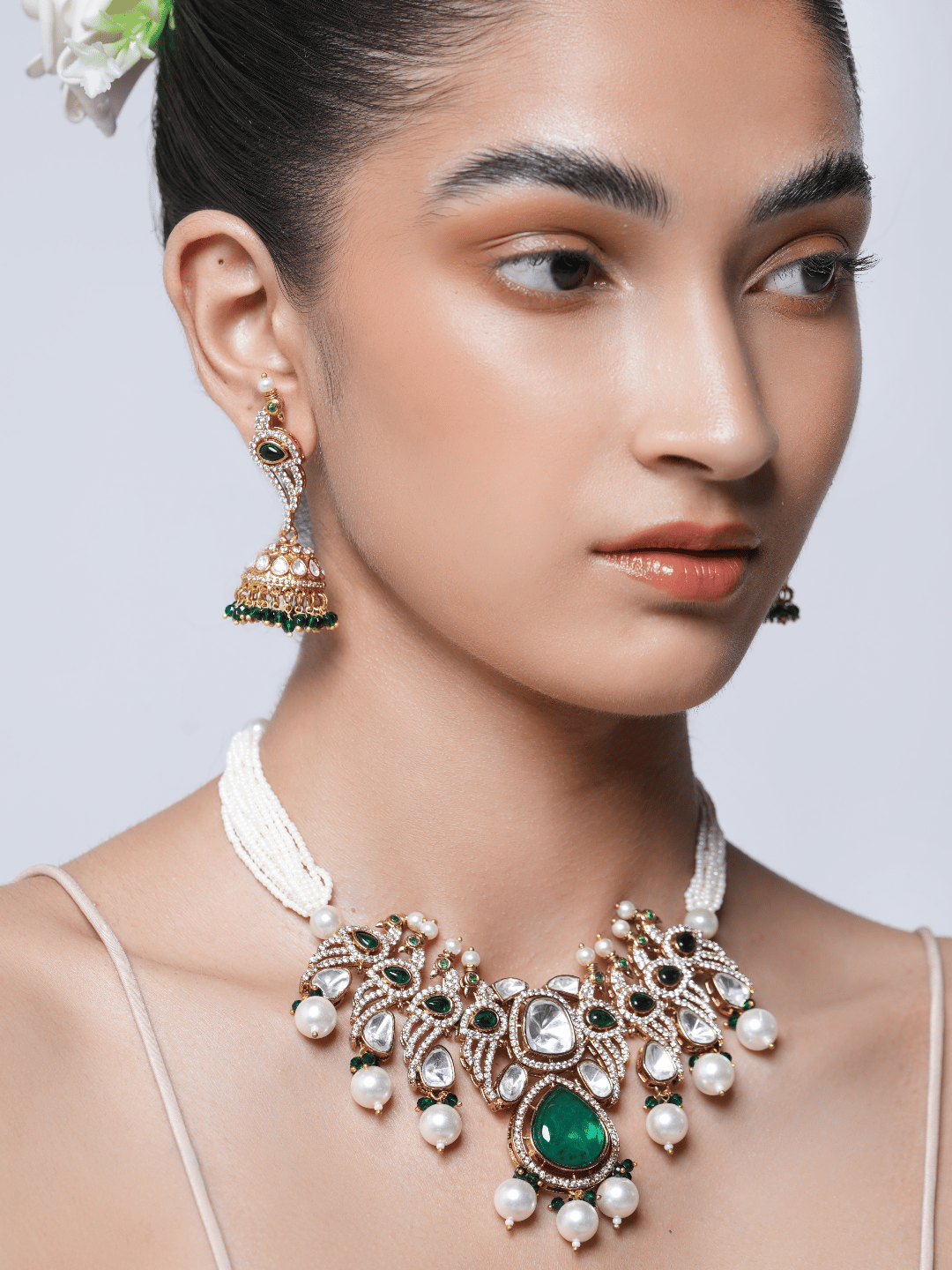 Beautiful Peacock Design Green Colored Necklace