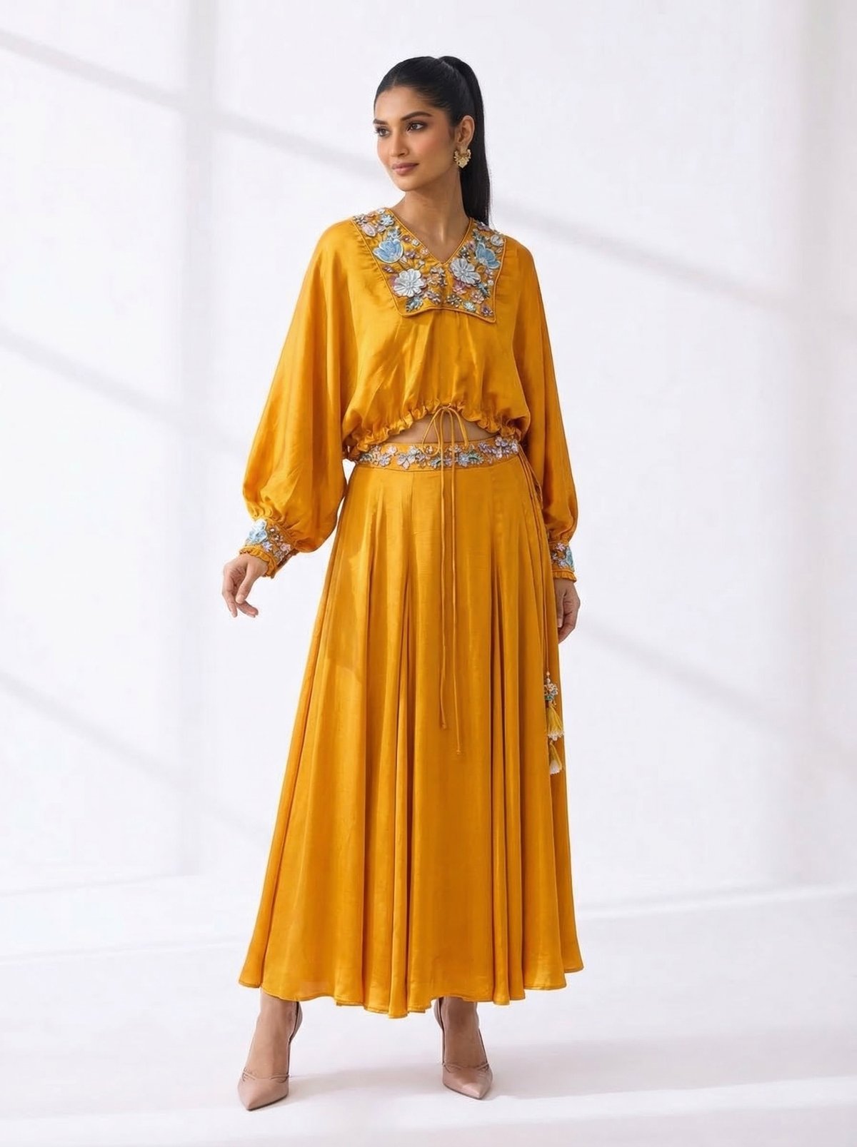 Khushboo Embroidery Raglan Sleeve Skirt Set