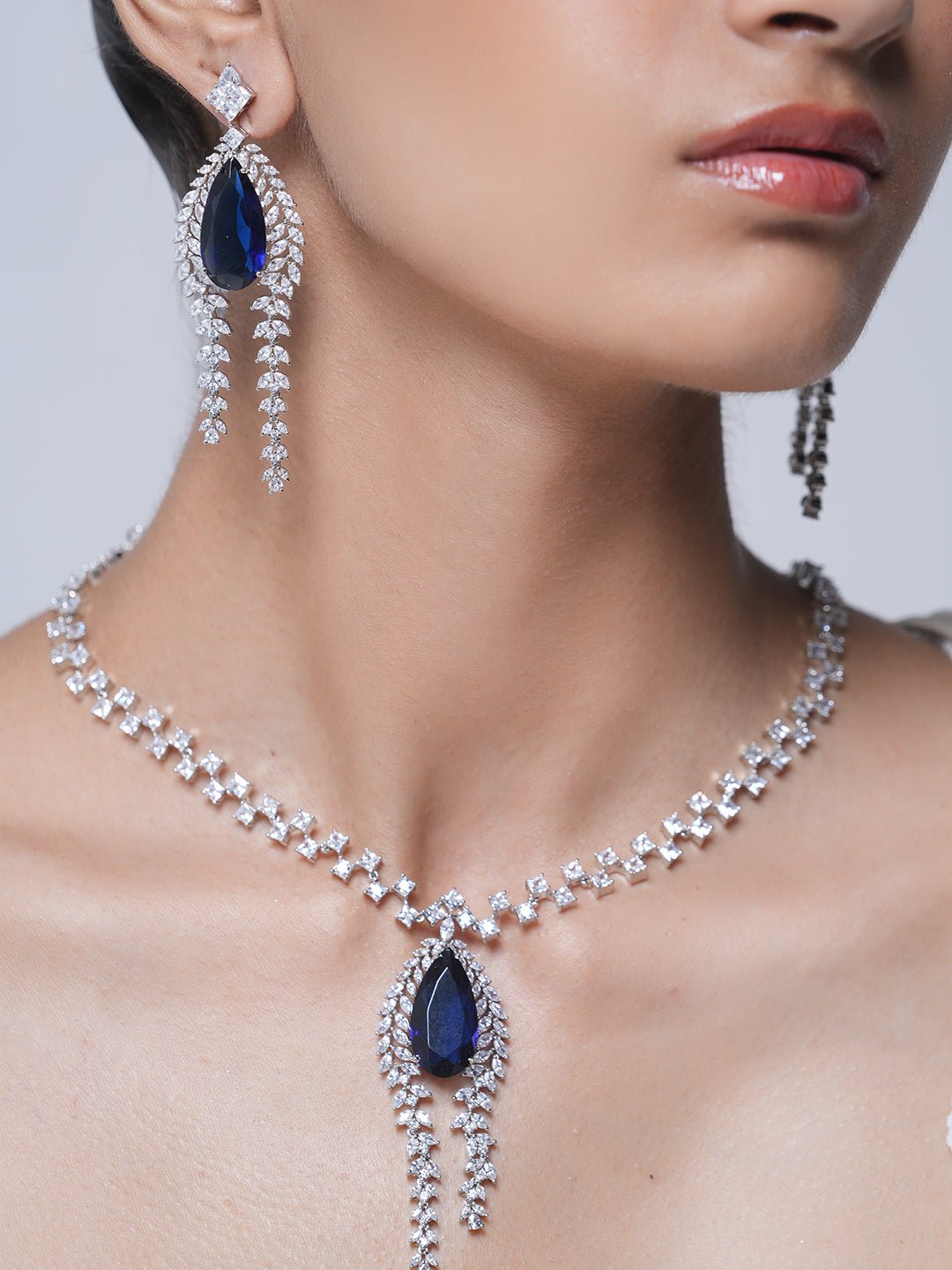 Designer Blue AD Necklace Set