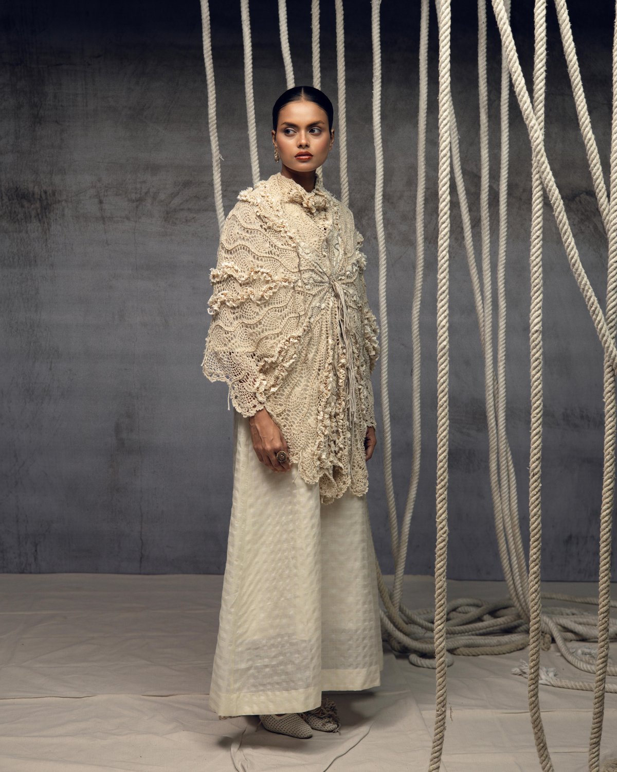 Crochet Lace Embroidered Cape