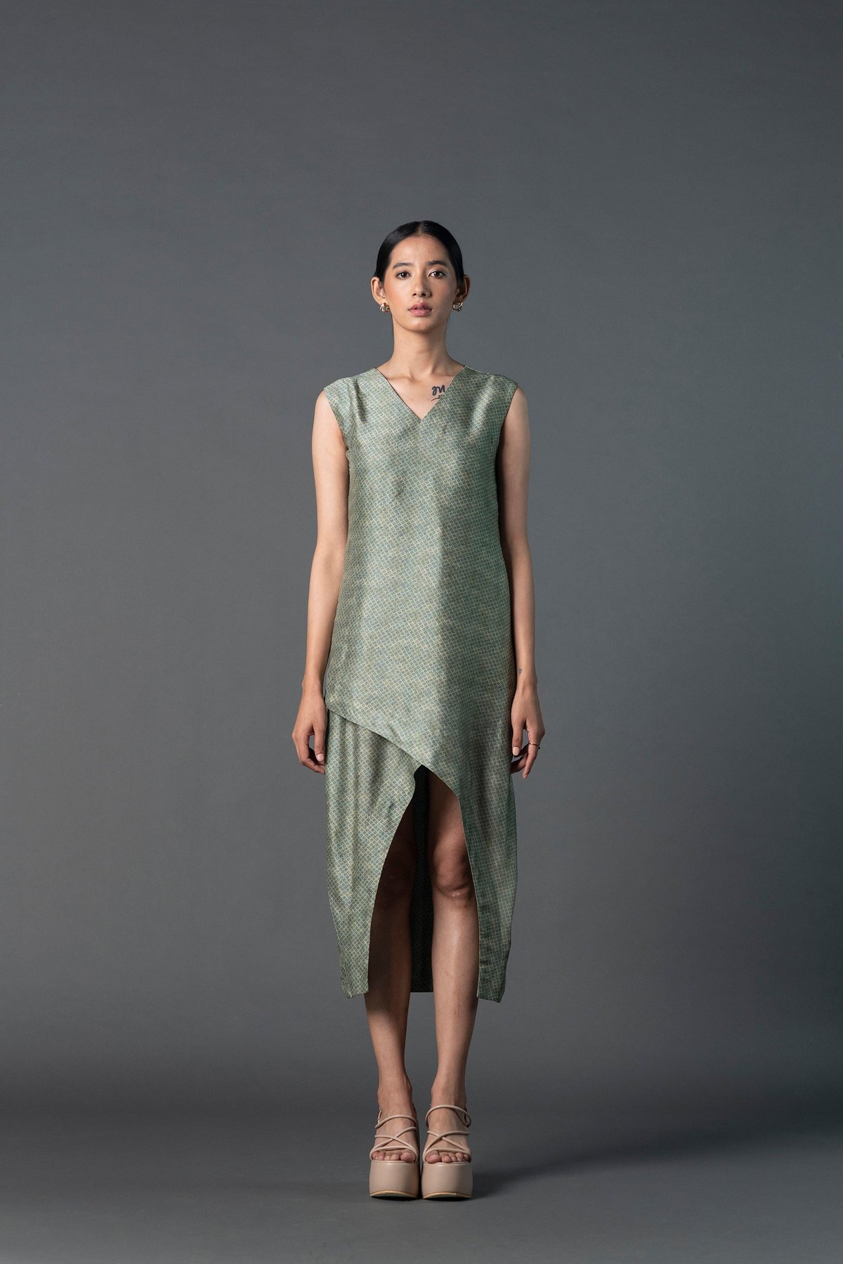 Array Bandhani Forest Green Dress