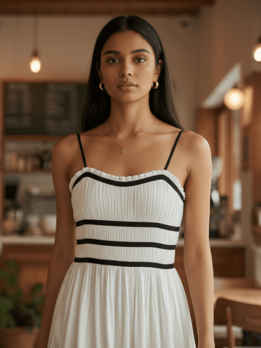 Dalia Ruffled Contrast Midi Dress