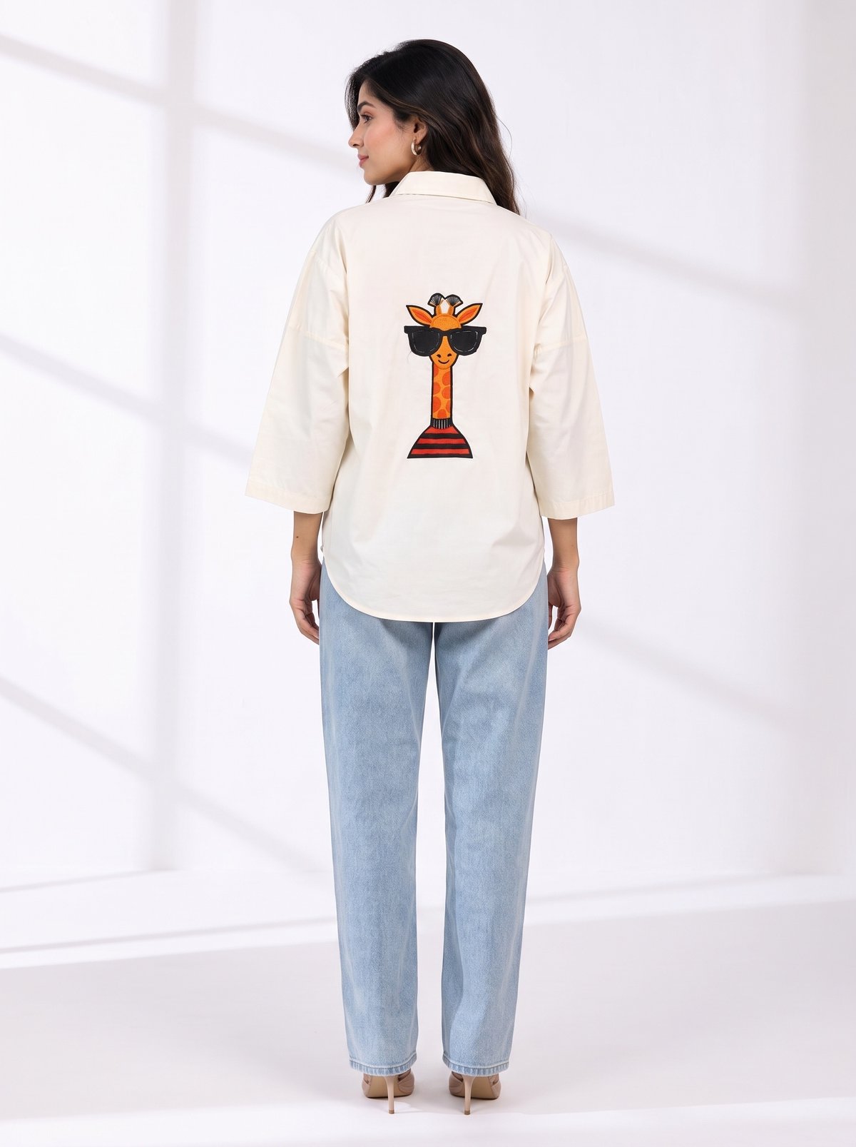 Relaxed-Fit Off-White Button-Down Shirt