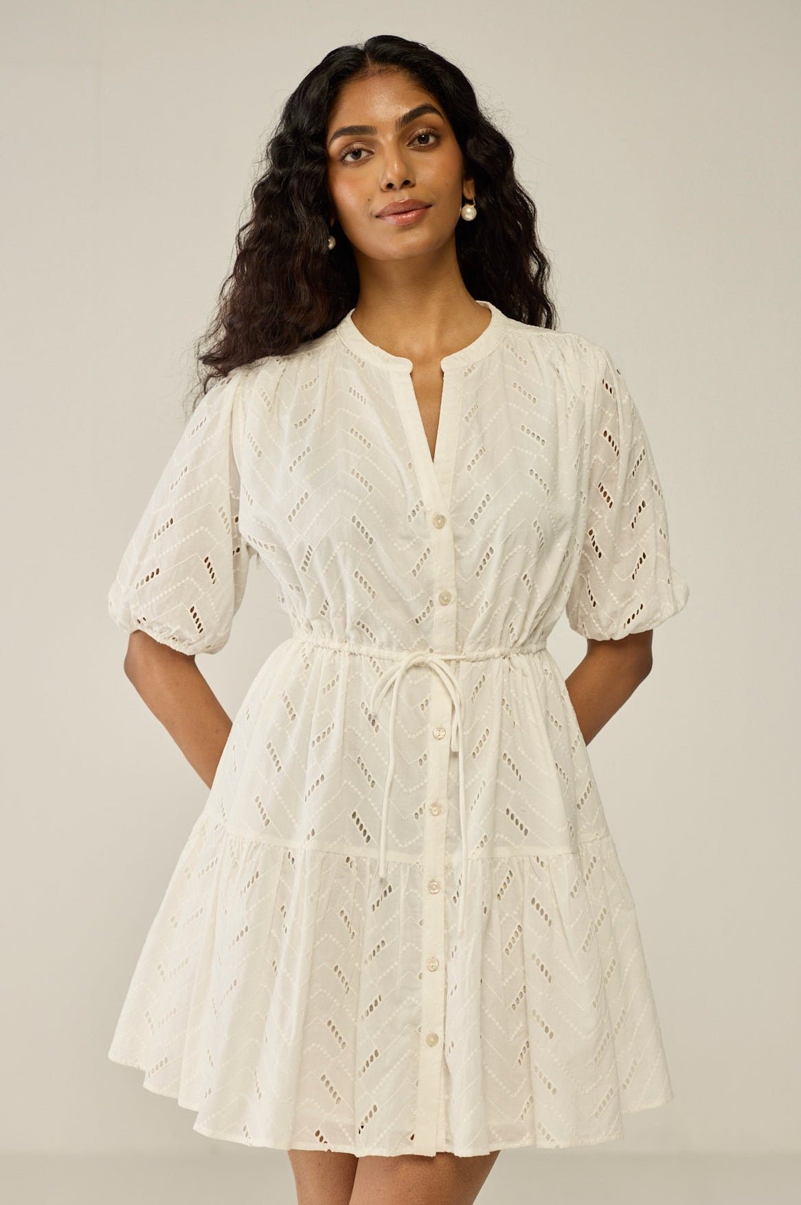 White Tiered Mini Dress