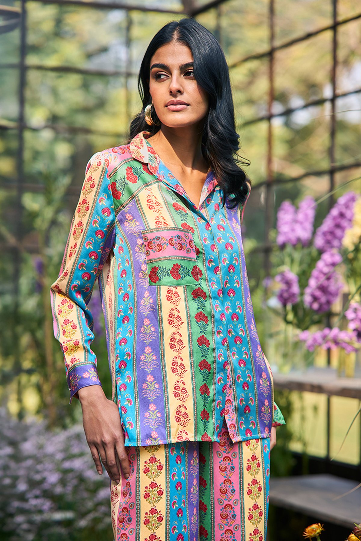 Multi Motif Stripe Shirt & Pant Set