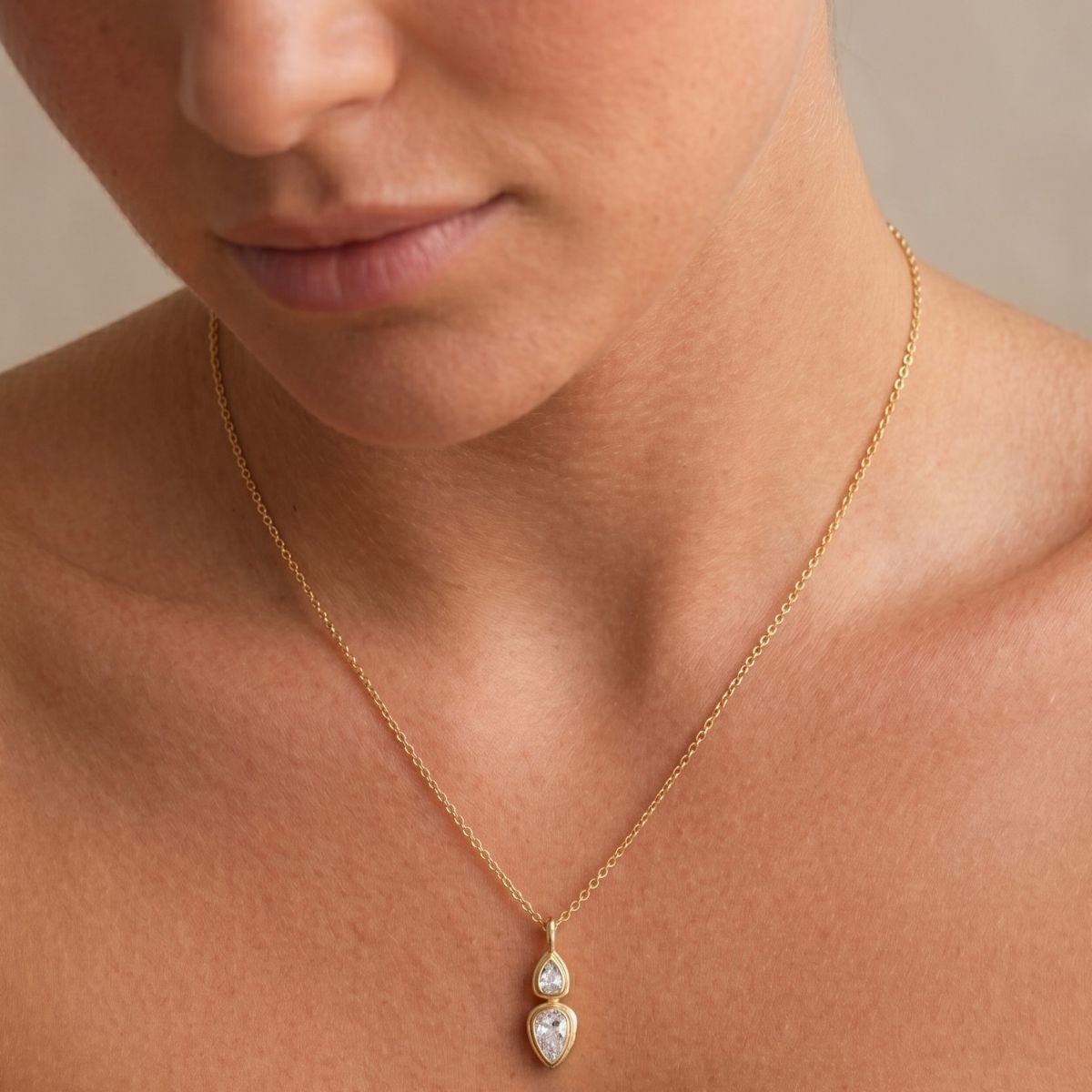 Double Teardrop Crystal Necklace, Esme