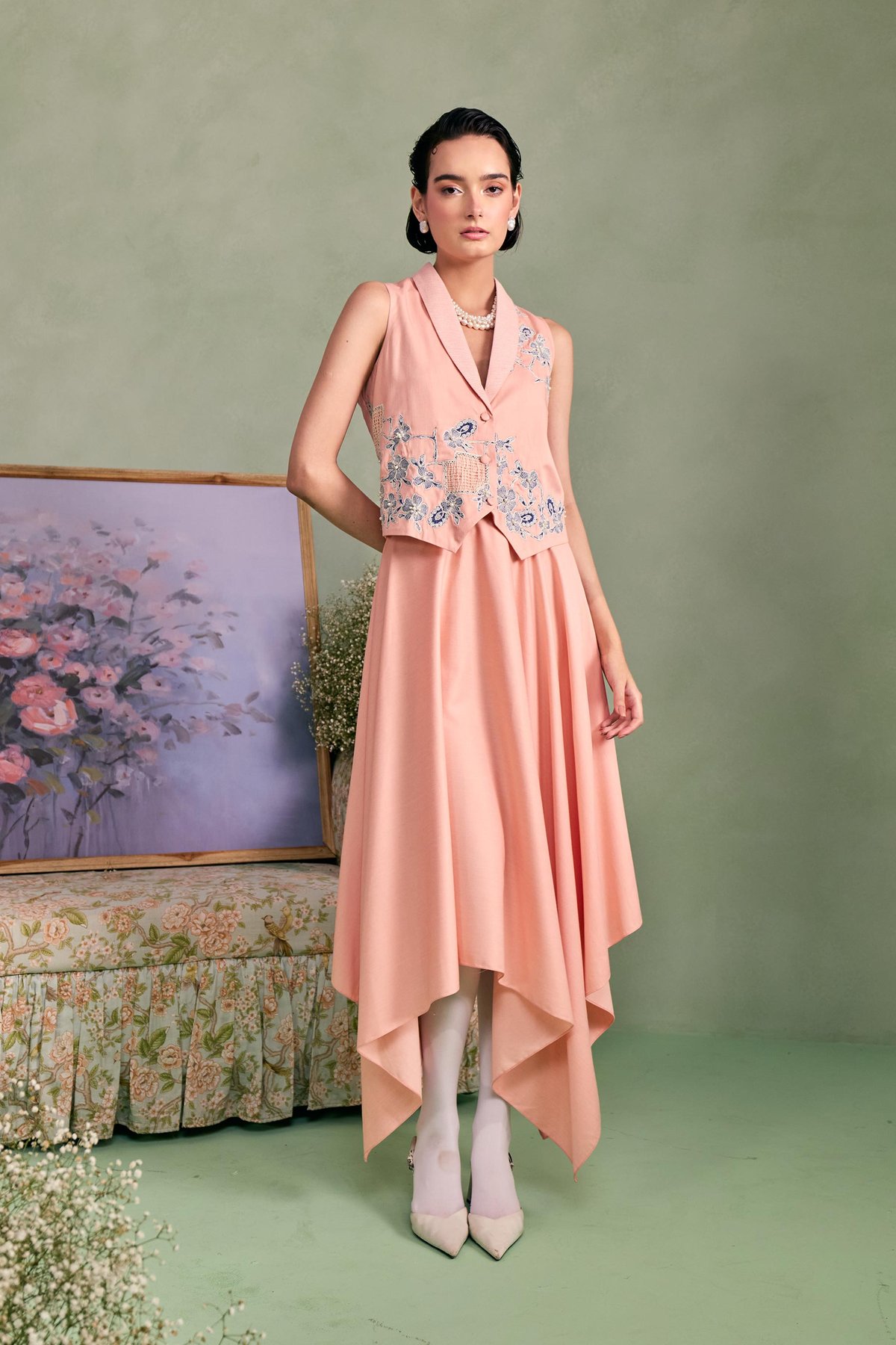 Blush Bloom Asymmetric Set