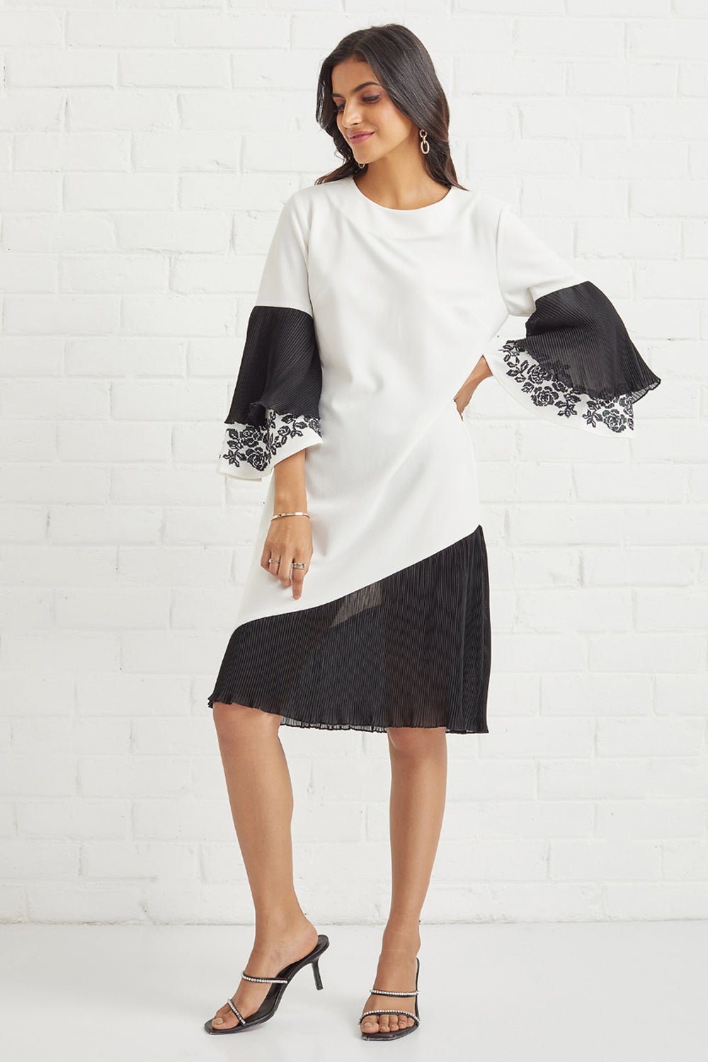 Monochrome Embroidered Dress