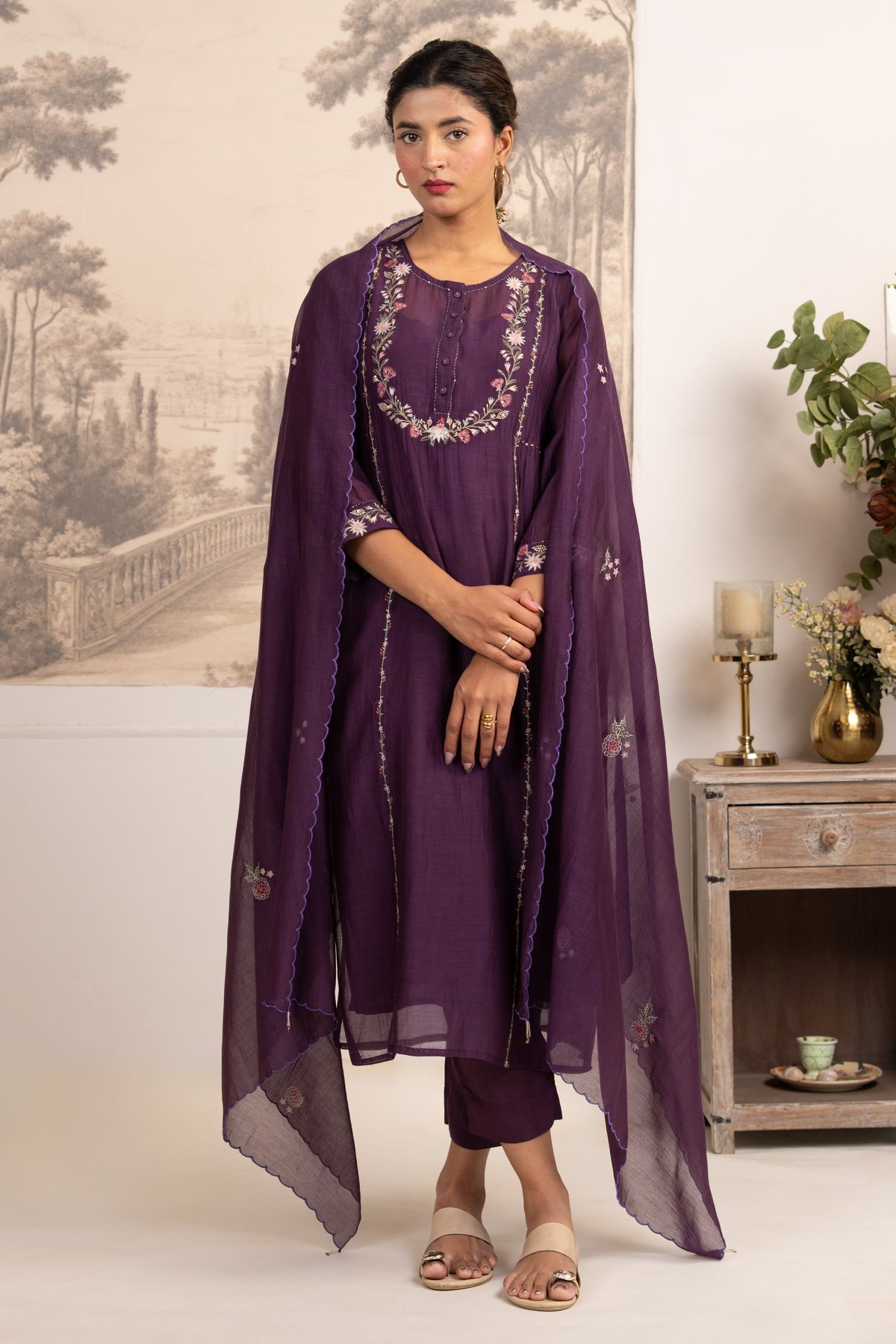 Purple Camellia Suit Set