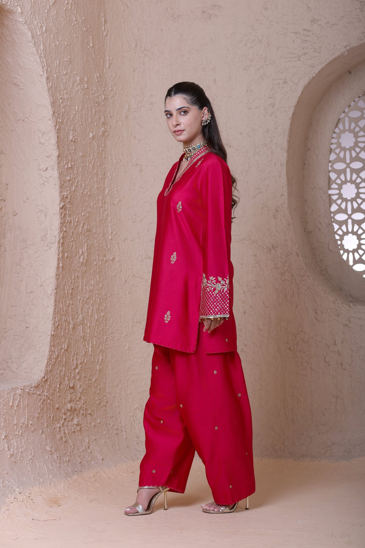 Rangrez V Neck Short Kurta Set