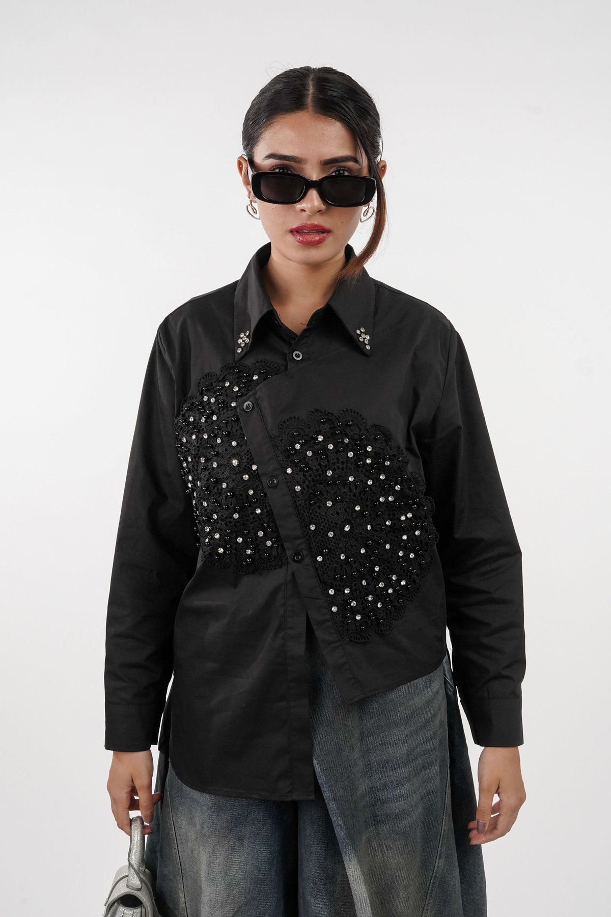 Radiant Black Asymmetric Shirt