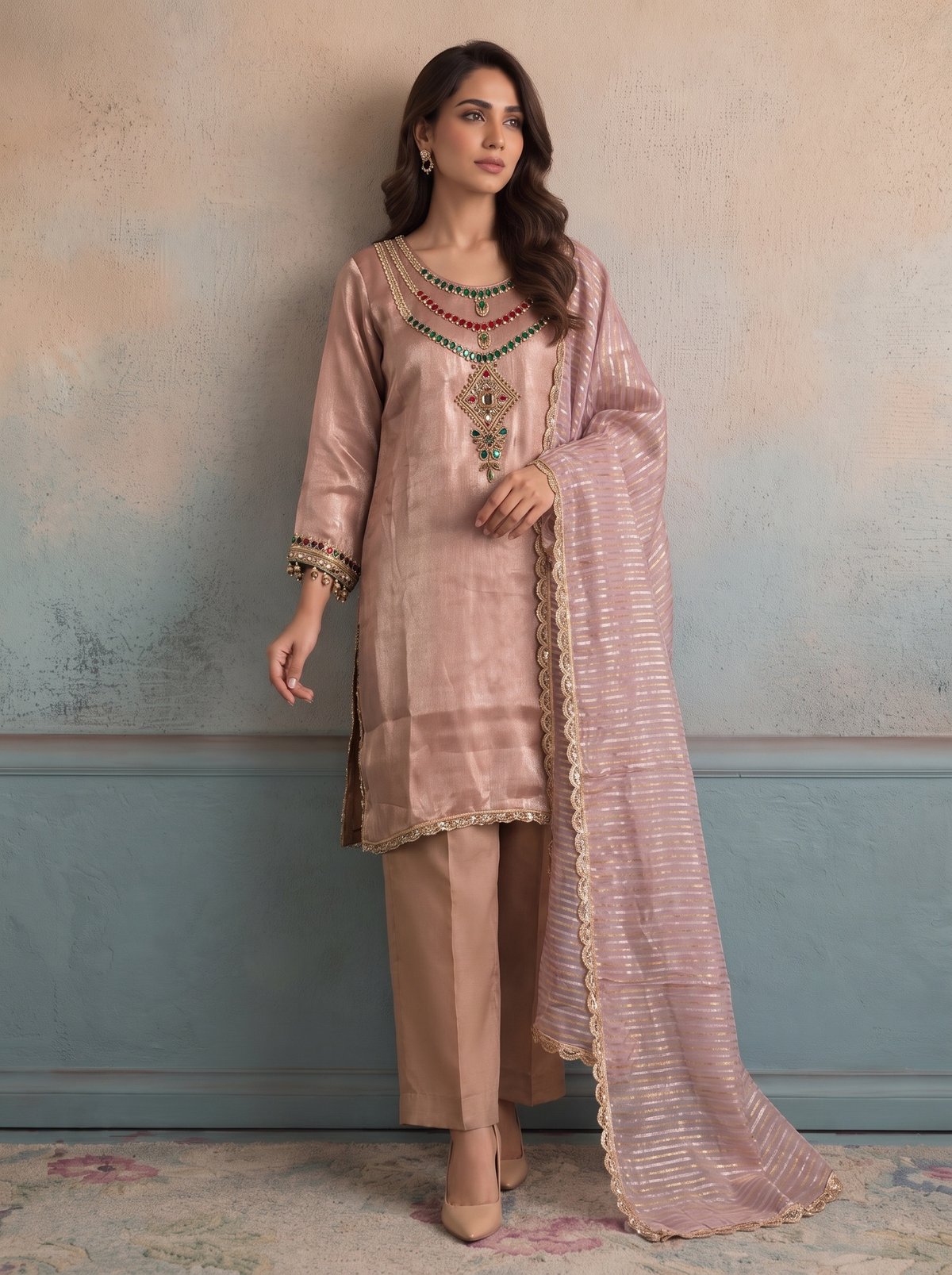 Beige Amethyst Kurta Set