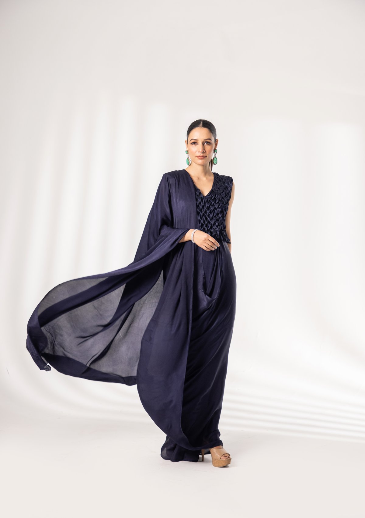 Freya V Neck Full Smock Top With Saree