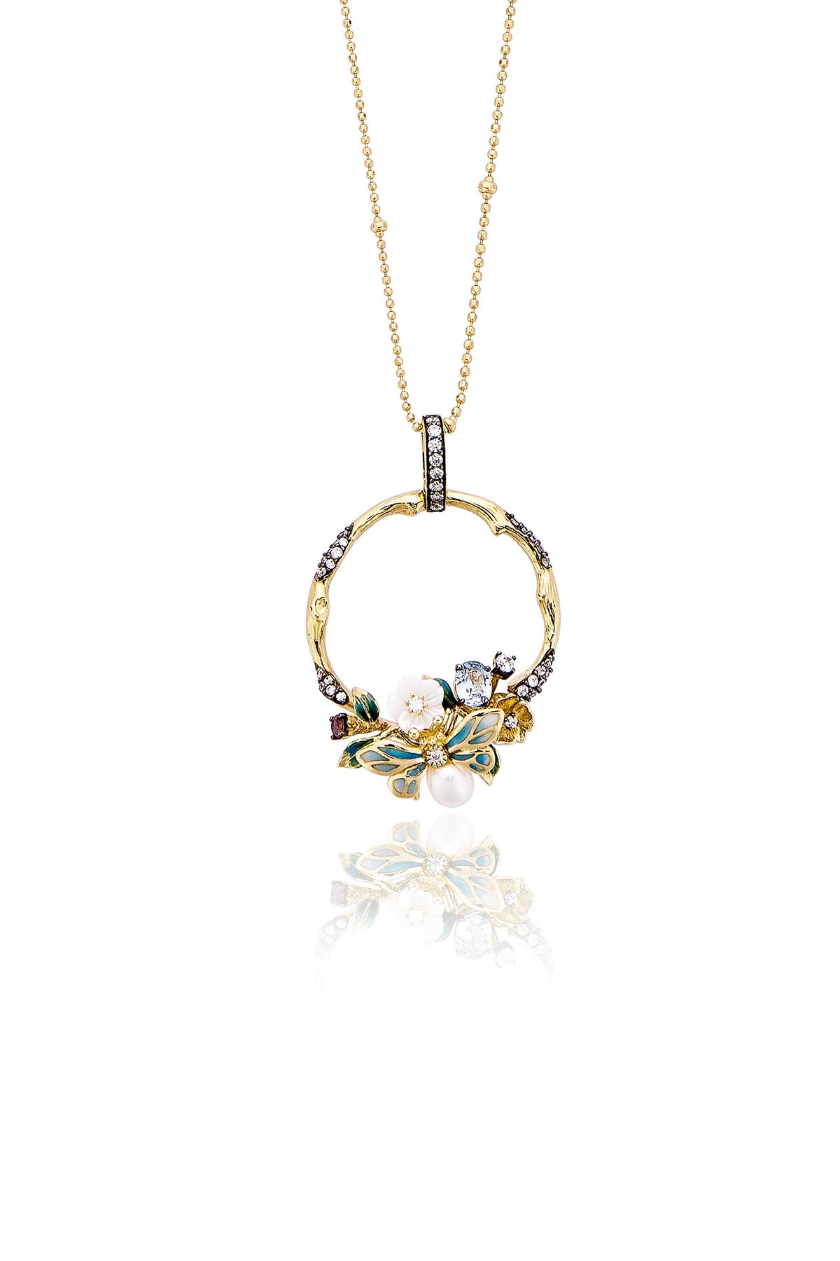 Blue Wildflower Serenade Pendant With Silver Chain