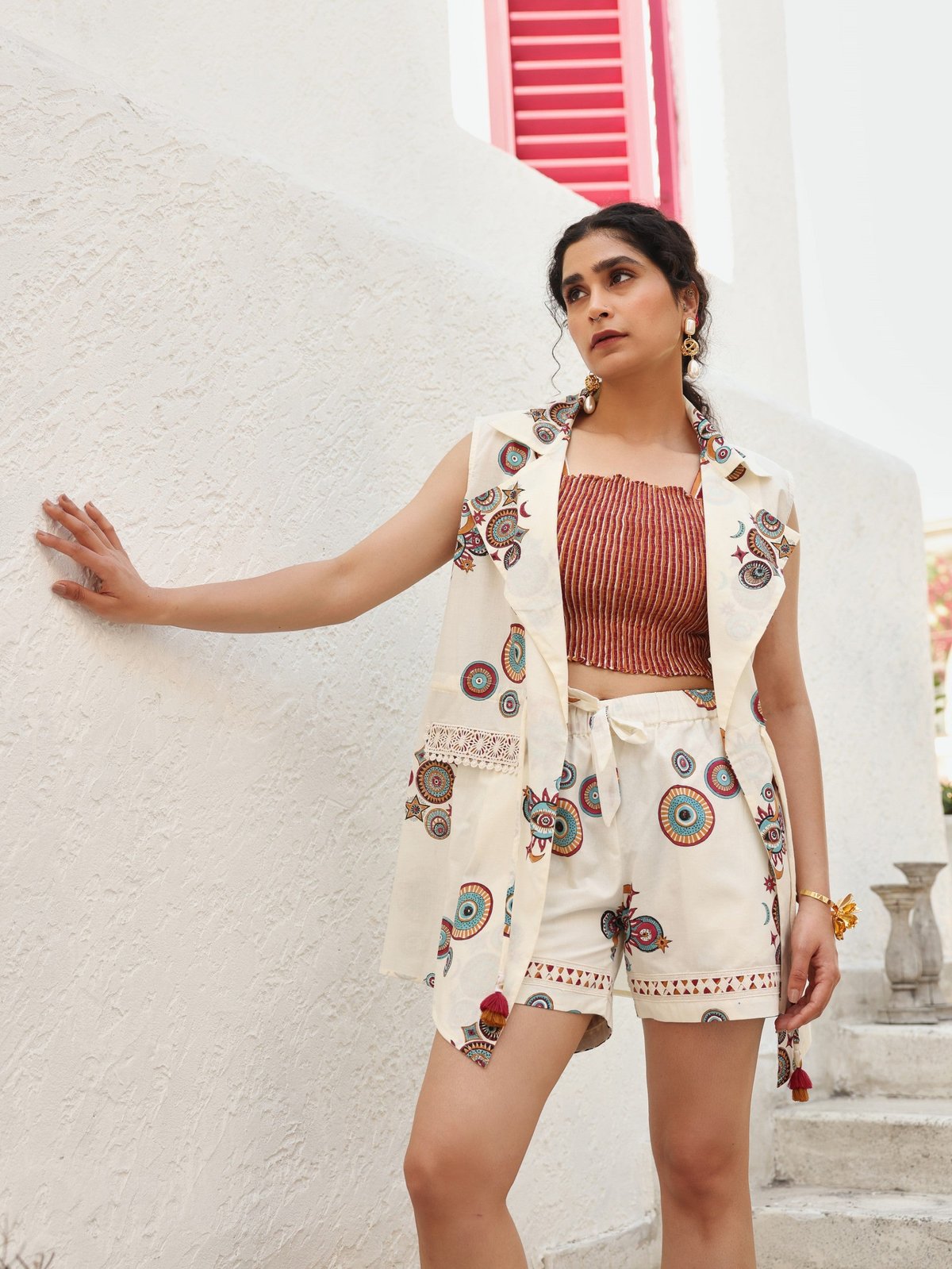 Maroon & Mustard Sun & Moon Blouse