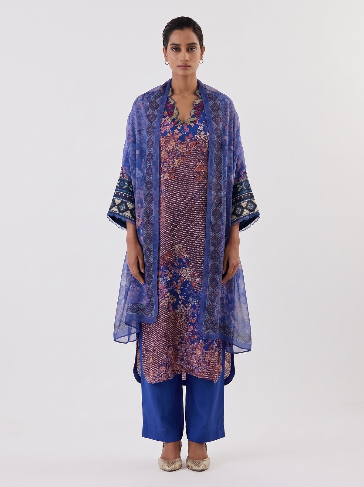 Water Glimmer Satin Kurta Set