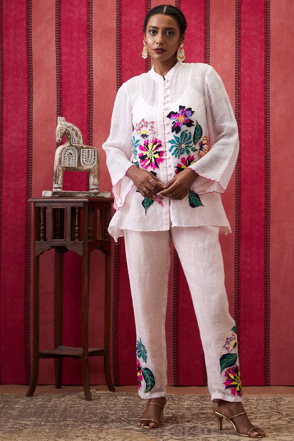 Zinnia Applique White Co-Ord Set