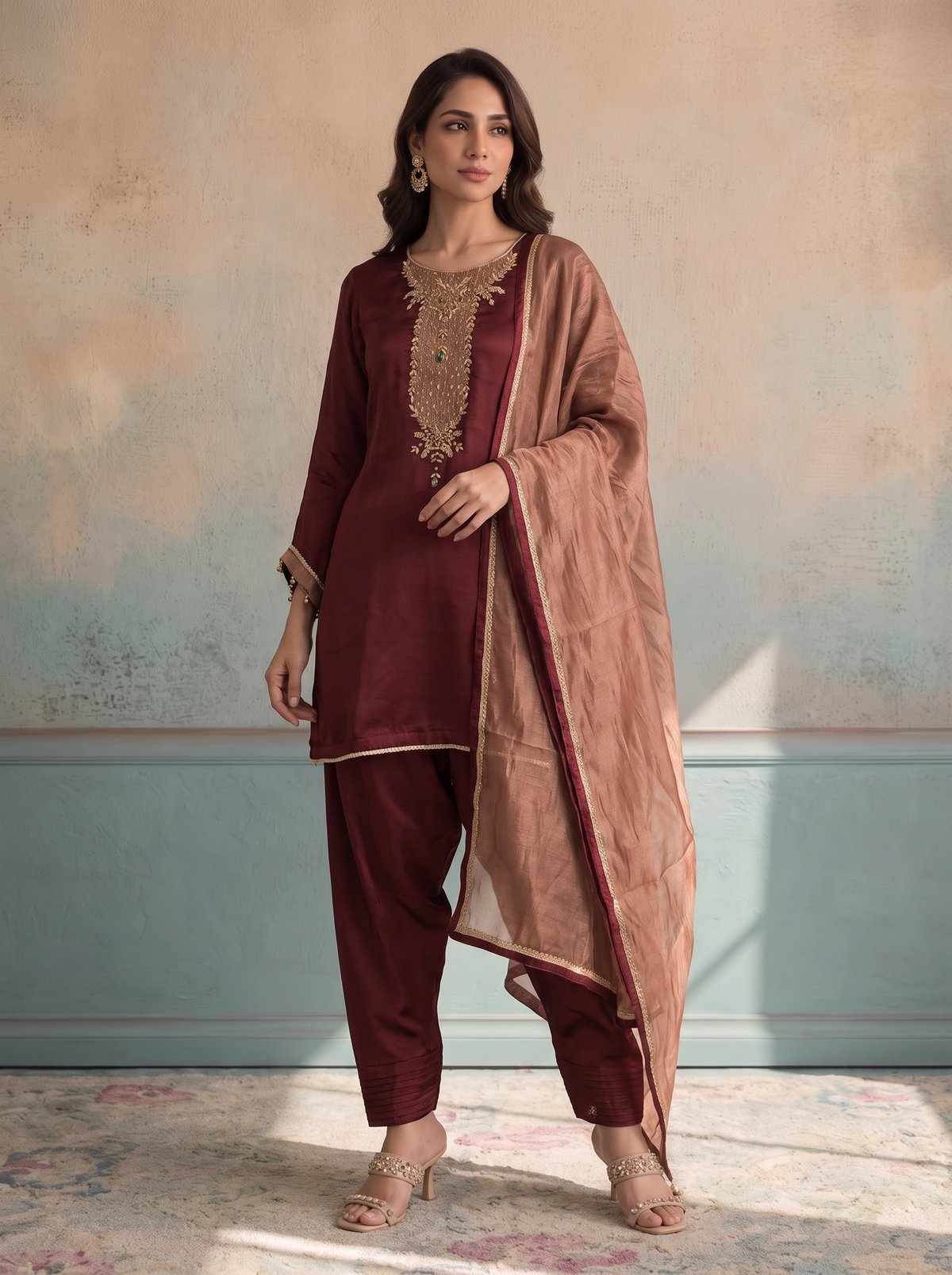 Maroon Wine Kurta Set