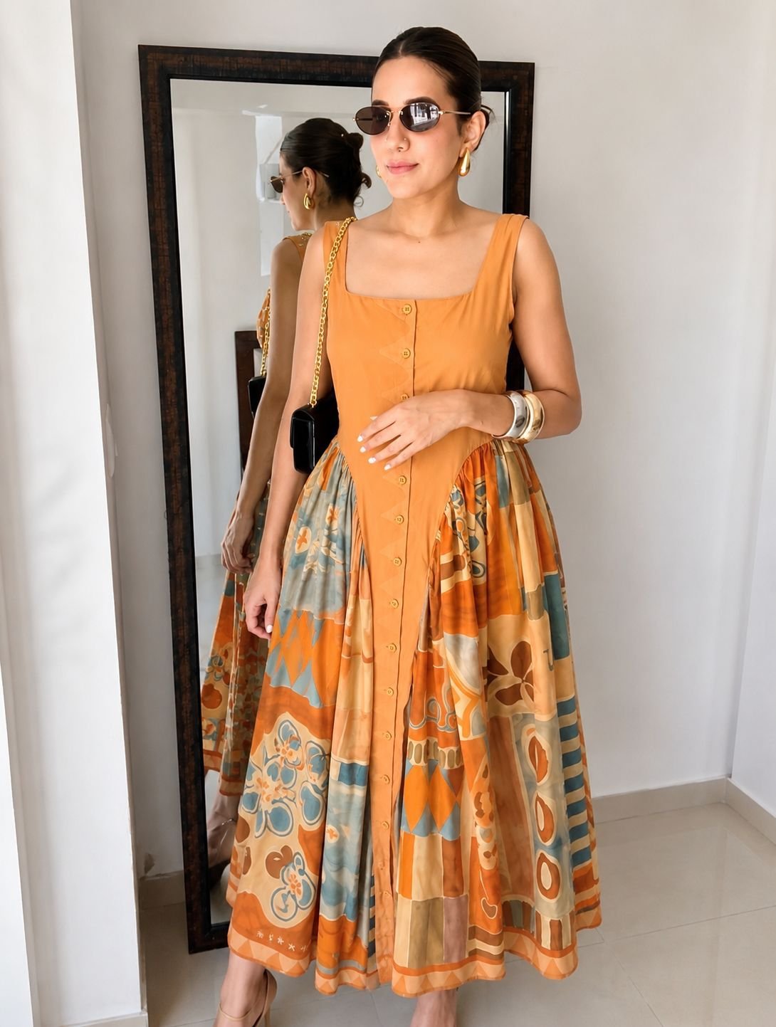 Aurora Abstract Print Maxi Dress