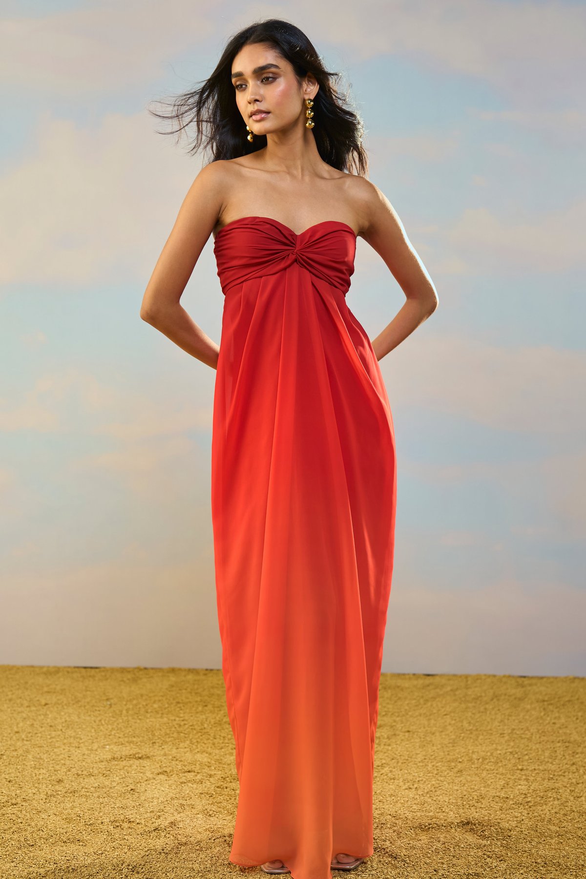 Off-Shoulder Ombre Draped Gown