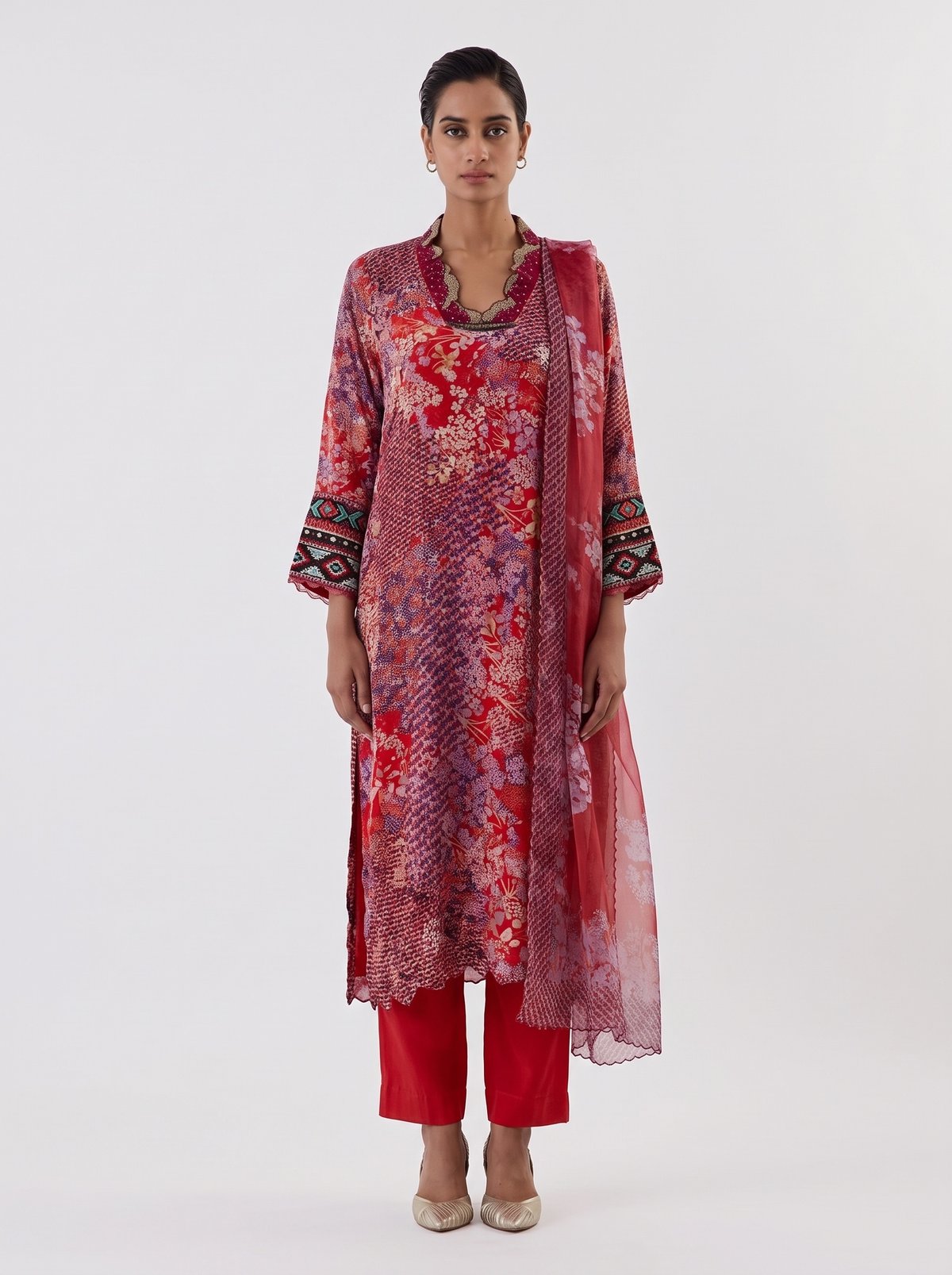 Water Glimmer Satin Kurta Set