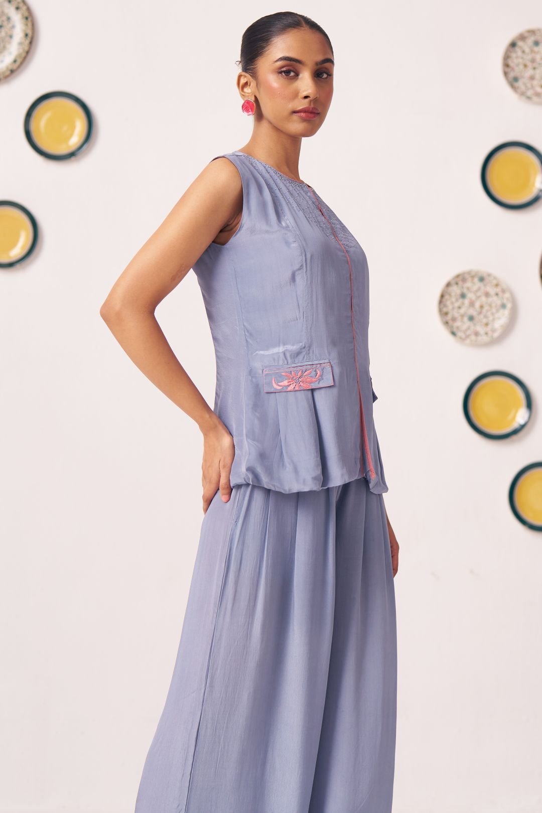 Nira Slate Blue Sleeveless Top
