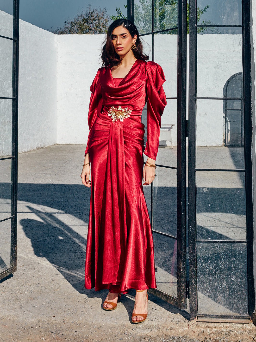 Ruby Pleated Gown