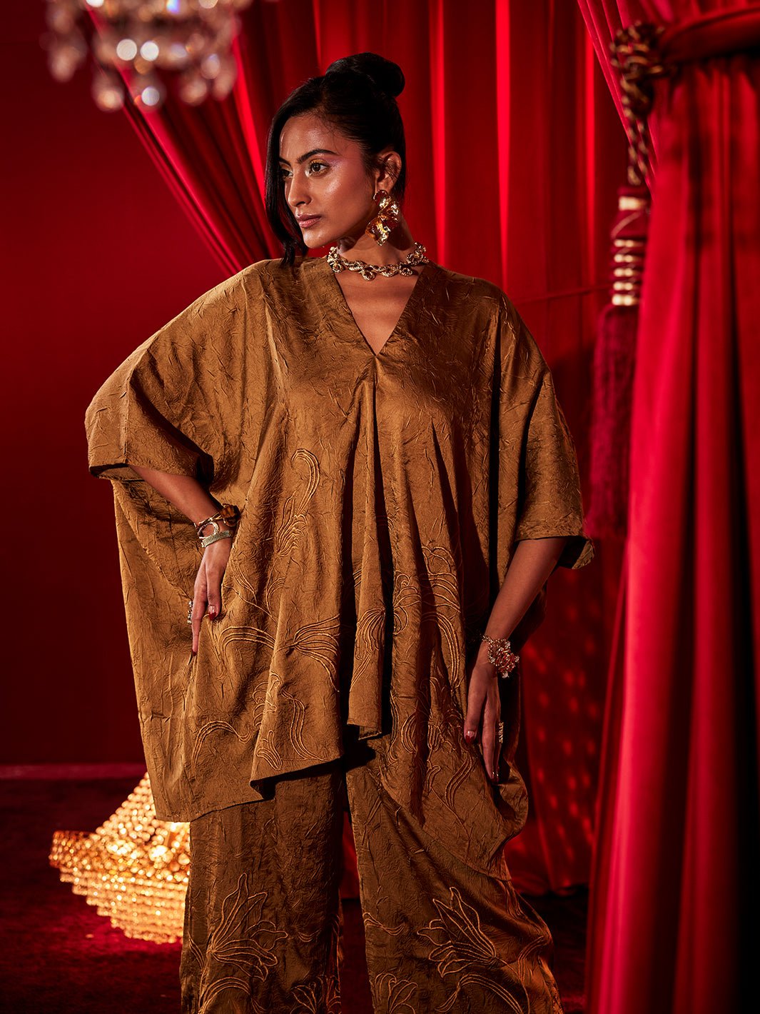 Ochre Embroidered Loose Top